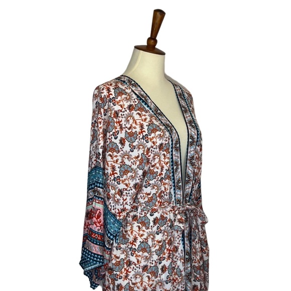 Stunning Floral Paisley Belted Kimono Beach Coverup Duster - Picture 9 of 16